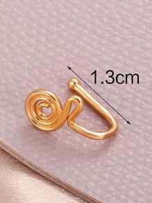 Cuff de nariz con diseño espiral unisex moda punk joyería piercing cuerpo - Amarillo Oro - Ver 3