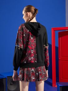 SABOTAGE 2C5F 撞色落肩袖金屬氣眼連帽衫 - 彩色 - 查看 2