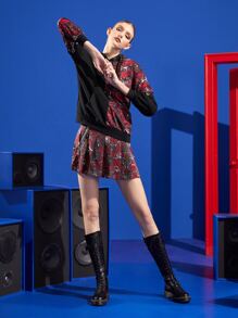 SABOTAGE 2C5F 撞色落肩袖金屬氣眼連帽衫 - 彩色 - 查看 3