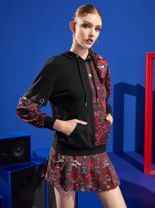 SABOTAGE 2C5F 撞色落肩袖金屬氣眼連帽衫 - 彩色 - 查看 4