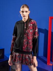 SABOTAGE 2C5F 撞色落肩袖金屬氣眼連帽衫 - 彩色 - 查看 5