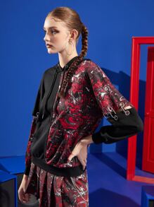 SABOTAGE 2C5F 撞色落肩袖金屬氣眼連帽衫 - 彩色 - 查看 6