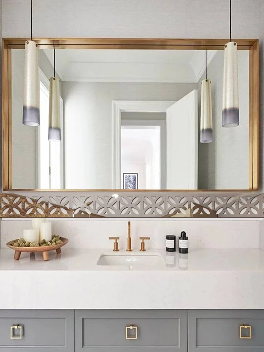 10pcs Mirror Surface Tile Beauty Seam Sticker - Silver - View 1