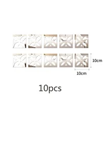 10pcs Mirror Surface Tile Beauty Seam Sticker - Silver - View 3
