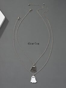 Thời trang và phổ biến 2 chiếc vòng cổ mặt dây chuyền nam hoạt hình ma hợp kim cho kỳ nghỉ và cho một vẻ ngoài sành điệu - Bạc - Xem 3