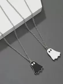 Thời trang và phổ biến 2 chiếc vòng cổ mặt dây chuyền nam hoạt hình ma hợp kim cho kỳ nghỉ và cho một vẻ ngoài sành điệu - Bạc - Xem 1