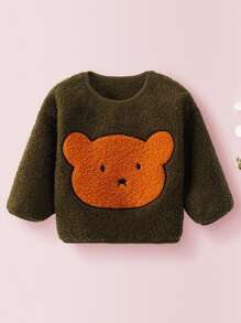 嬰兒卡通小熊印花羊羔毛運動衫 - 彩色 - 查看 1