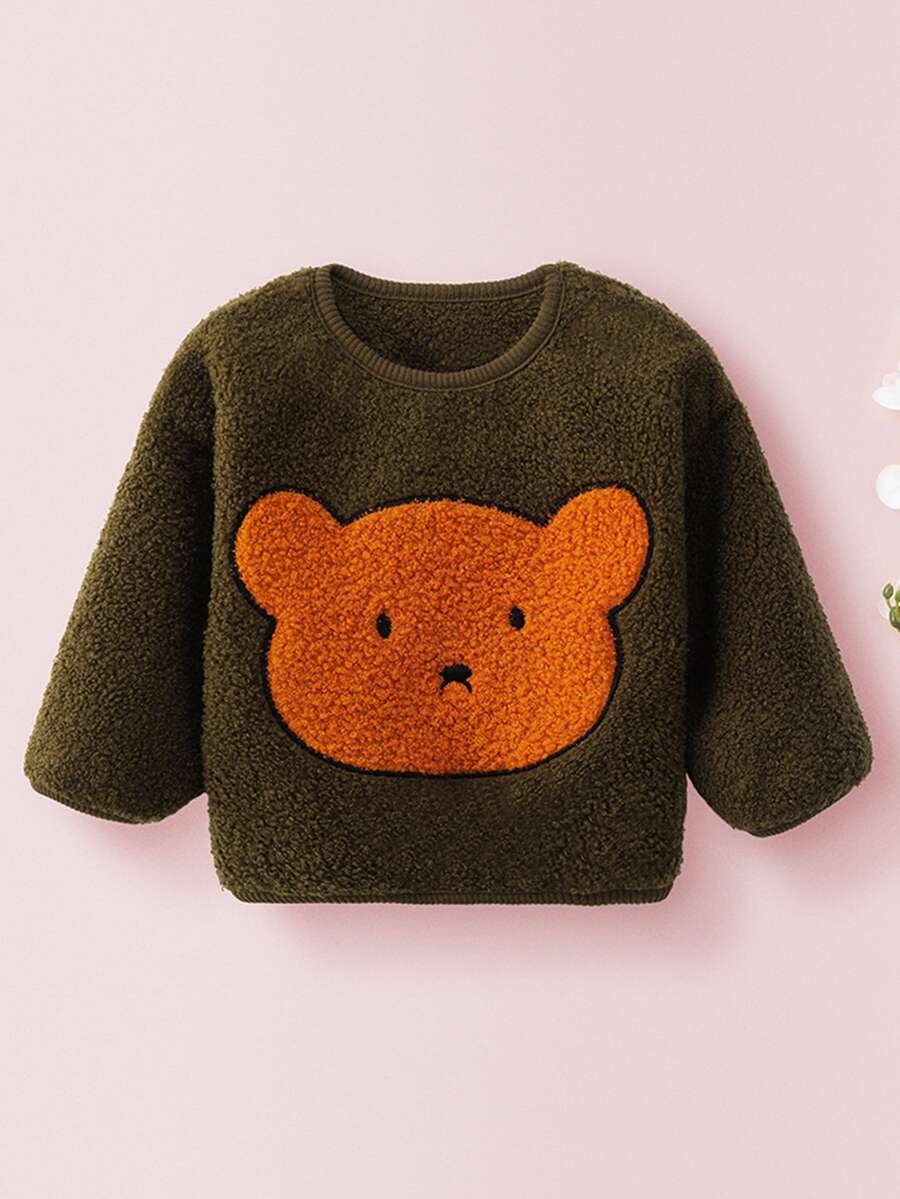 嬰兒卡通小熊印花羊羔毛運動衫 - 彩色 - 查看 1