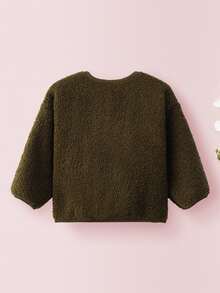 嬰兒卡通小熊印花羊羔毛運動衫 - 彩色 - 查看 2