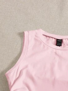 SHEIN EZwear Drawstring Ruched Side Crop Tank Top - Baby Pink - View 5