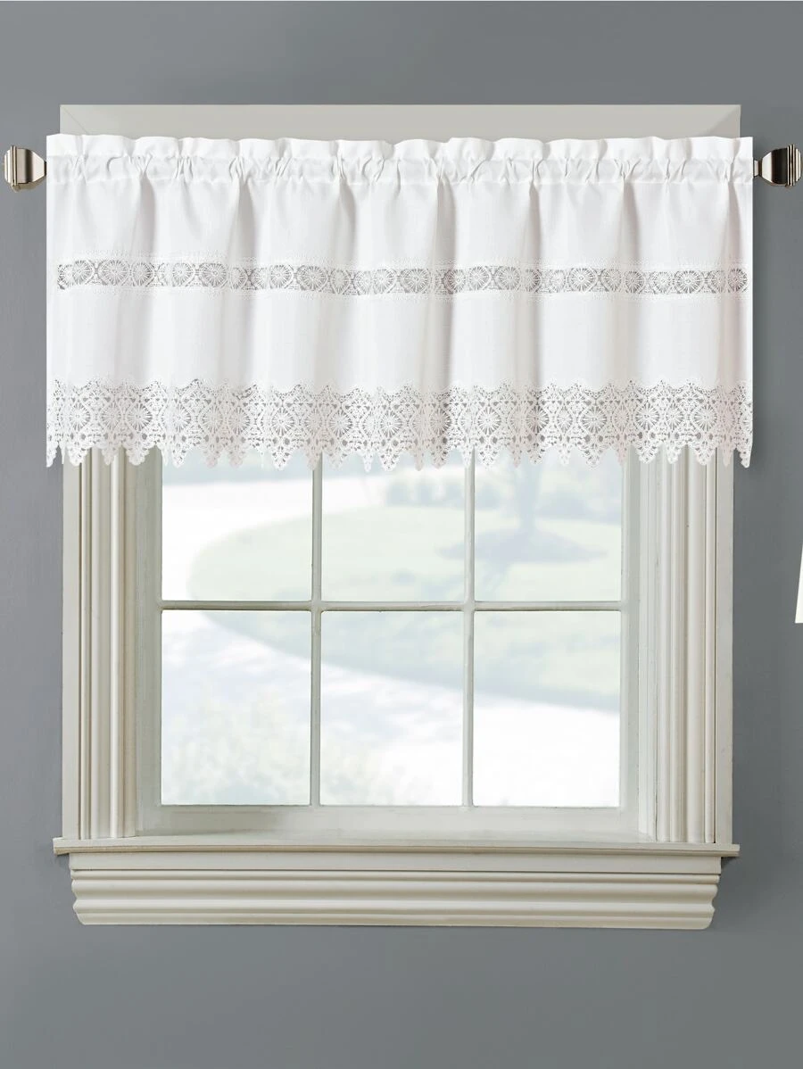 Plain Lace Single Panel Window Valance - White - View 1