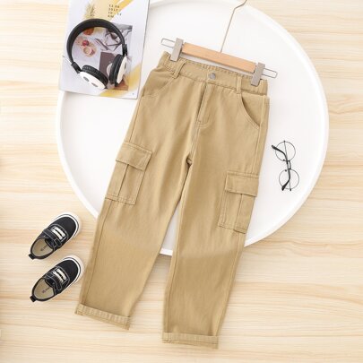 Girls Flap Pocket Side Cargo Jeans