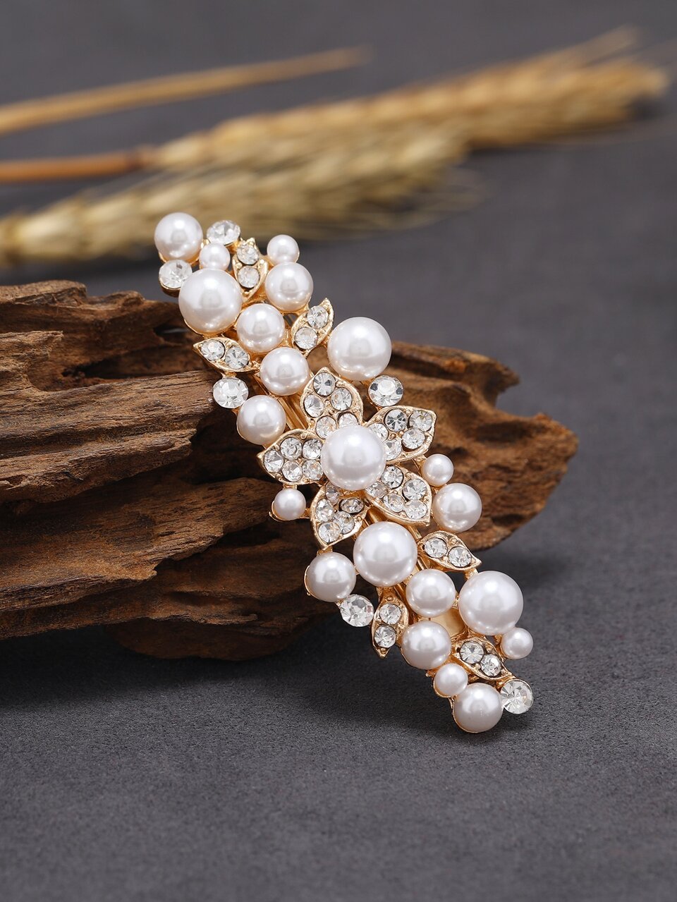 Faux Pearl & Rhinestone Decorated French Hair Clip, Elegant Hair Accessory, Hair Barrette, Hair Clip, School Supplies, Women Hair Decoration