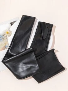 Street Solid Long Fingerless Gloves - Black - View 5