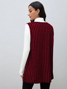 SHEIN Essnce Houndstooth Print Vest Coat Workwear - Multicolor - View 2