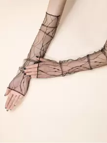 1 Pair Women's Transparent Visible Long Gloves Sleeve Summer - Black - View 3