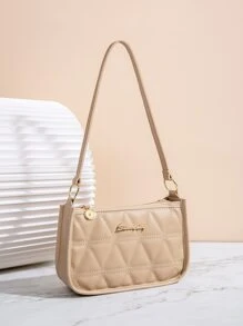 Letter Graphic Textured Square Bag