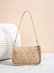 Letter Graphic Textured Square Bag