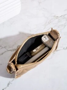 Letter Graphic Textured Square Bag