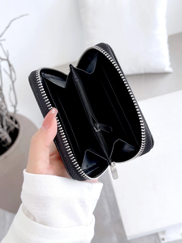 Ví đựng thẻ dập nổi hình cá sấu - màu đen - Xem 3