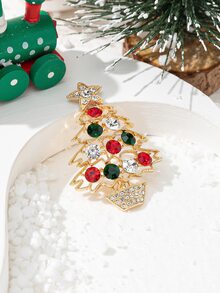 聖誕樹設計胸針 - 金黃色 - 查看 1