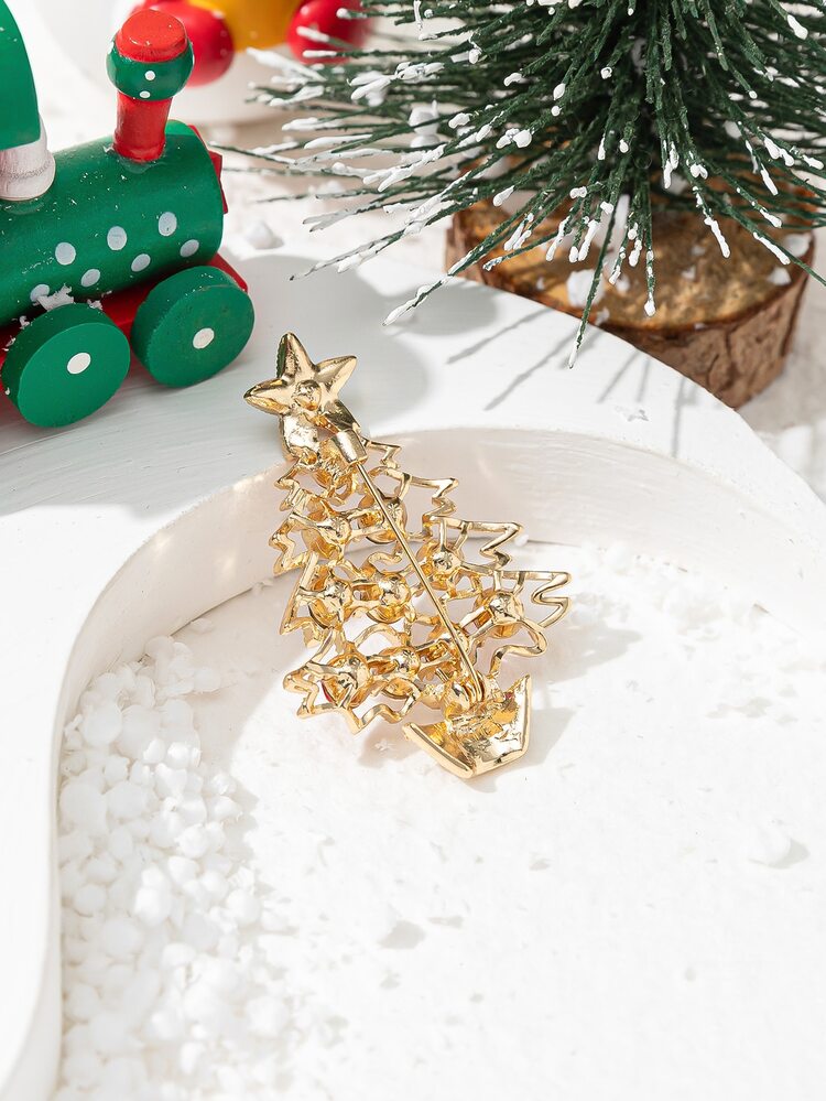 Broche árbol de Navidad con diseño - Amarillo Oro - Añade 2