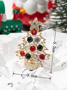聖誕樹設計胸針 - 金黃色 - 查看 3
