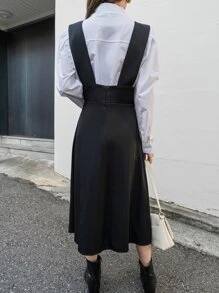 DAZY 無襯衫拉鍊後背吊帶裙 - 黑色 - 查看 2