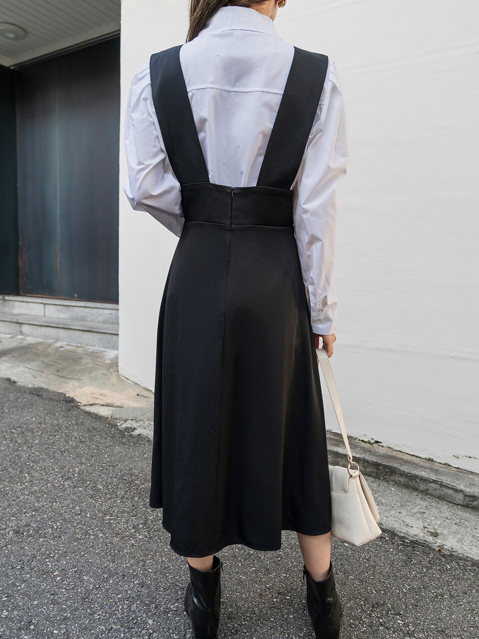 Zip Back Suspender Dress Without Blouse