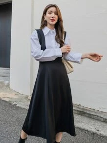 DAZY 無襯衫拉鍊後背吊帶裙 - 黑色 - 查看 3