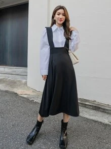 DAZY 無襯衫拉鍊後背吊帶裙 - 黑色 - 查看 5