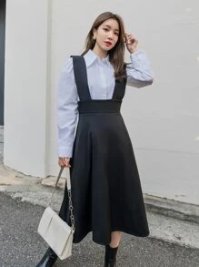 DAZY 無襯衫拉鍊後背吊帶裙 - 黑色 - 查看 6