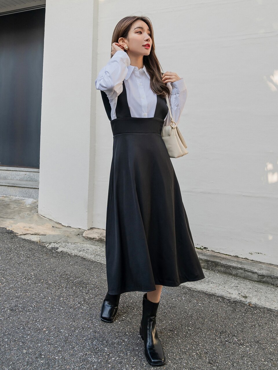 Zip Back Suspender Dress Without Blouse