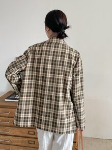 DAZY Tartan Print Double Breasted Blazer - Multicolor - View 2