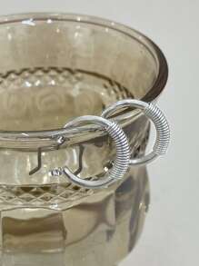 DAZY 極簡風格圓耳環 - 銀色 - 查看 4