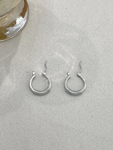 DAZY 極簡風格圓耳環 - 銀色 - 查看 6