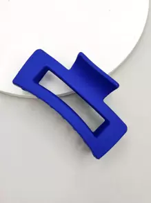 1pc Hollow Rectangular Matte Plastic Hair Claw Clip, 8.5cm, Suitable For Everyday Wear Elegant Hair Accessories Elegant Hair Clip - Royal Blue - View 1