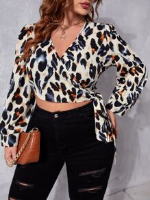 Áo sơ mi Plus Size Thắt nút Trọn gói Tất cả trên in Giải trí - Nhiều màu - Xem 1