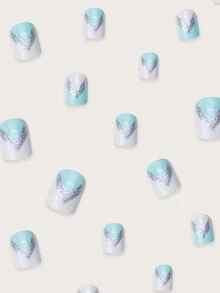 24 miếng móng tay giả ngăn màu và 1 miếng dũa móng tay và 1 miếng băng dính - Nhiều màu - Xem 3