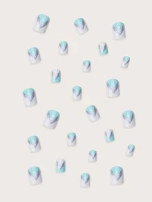 24 miếng móng tay giả ngăn màu và 1 miếng dũa móng tay và 1 miếng băng dính - Nhiều màu - Xem 4