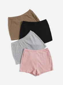 SHEIN EZwear 4pcs Rib-knit Shorts