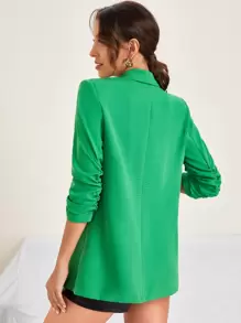 BizChic 2025 女士浪漫优雅休闲商务西装外套，立领，3/4 袖，适合秋冬季日常穿着、办公室穿着和通勤穿着 - 綠色 - 查看 2