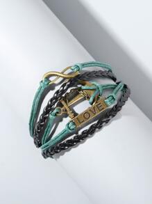 時尚流行男士無限和錨裝飾手鍊朋克嘻哈風格合金材料適合珠寶禮物和時尚外觀 - 彩色 - 查看 2