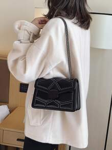 Yogodlns Túi vuông đính đá hình học nhẹ, thời trang, đeo vai đính đá, quà tặng Ngày của Mẹ cho mẹ, dành cho bé gái tuổi teen, nữ sinh viên đại học, tân binh và nhân viên văn phòng, hoàn hảo cho, đi làm, túi tốt nhất cho phụ nữ, dành cho bé gái tuổi teen, nữ sinh viên đại học, tân binh và nhân viên văn phòng, đi làm, ngoài trời, du lịch, đi chơi, túi cho phụ nữ, túi công sở thường ngày cho phụ nữ, hoàn hảo cho văn phòng, kinh doanh và công việc - màu đen - Xem 3