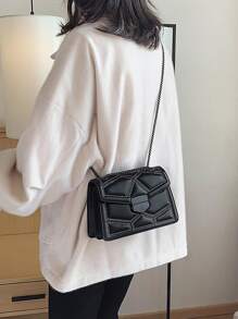 Yogodlns Túi vuông đính đá hình học nhẹ, thời trang, đeo vai đính đá, quà tặng Ngày của Mẹ cho mẹ, dành cho bé gái tuổi teen, nữ sinh viên đại học, tân binh và nhân viên văn phòng, hoàn hảo cho, đi làm, túi tốt nhất cho phụ nữ, dành cho bé gái tuổi teen, nữ sinh viên đại học, tân binh và nhân viên văn phòng, đi làm, ngoài trời, du lịch, đi chơi, túi cho phụ nữ, túi công sở thường ngày cho phụ nữ, hoàn hảo cho văn phòng, kinh doanh và công việc - màu đen - Xem 5