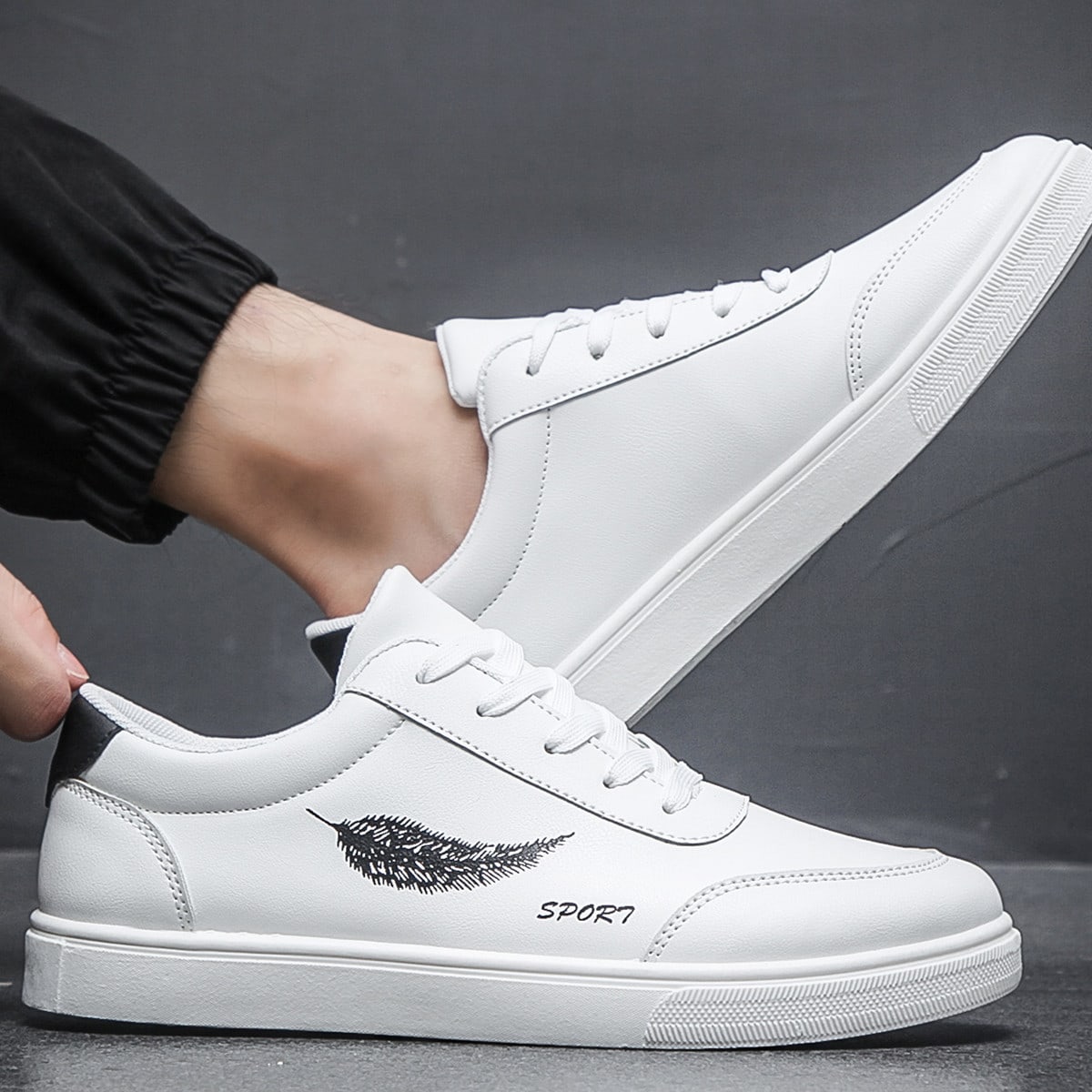 Zapatillas deportivas casuales de moda para hombre, zapatos para correr de estudiante, zapatos blancos de bajo top y transpirables