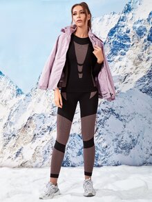 Seamless Warming Colorblock Raglan Sleeve Sports Set - Multicolor - View 5