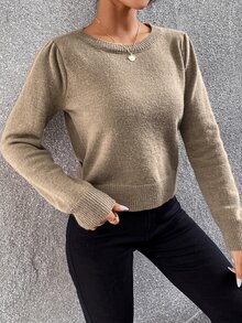 Cut Out Bow Back Sweater - Mocha Brown - View 2