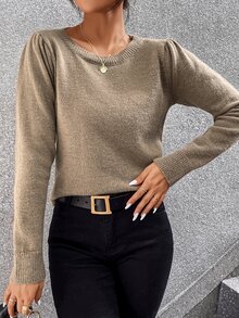 Cut Out Bow Back Sweater - Mocha Brown - View 5