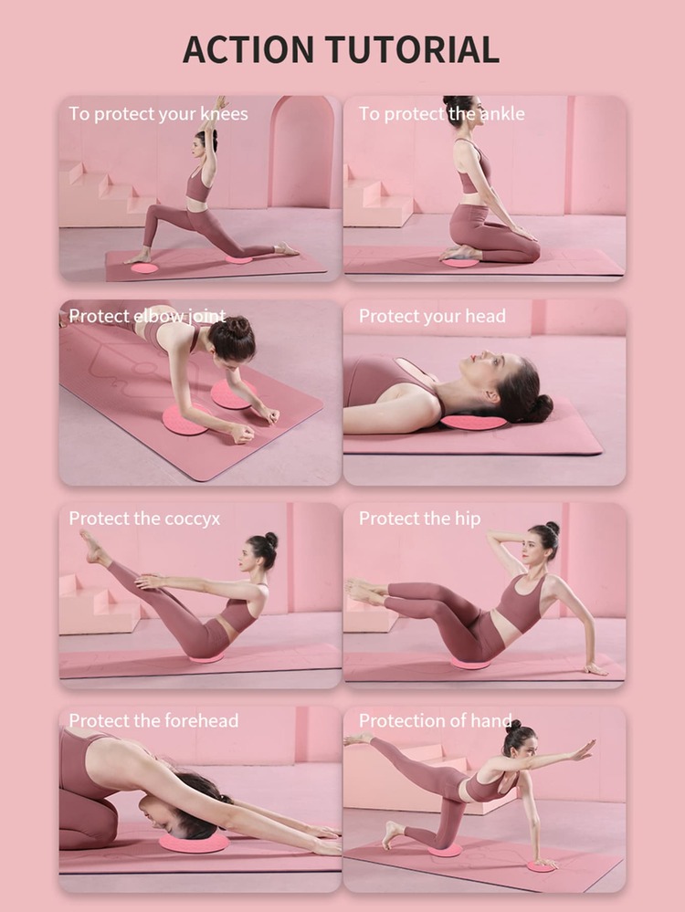 2pcs Non-slip Round Yoga Knee Pad - Pink - View 6